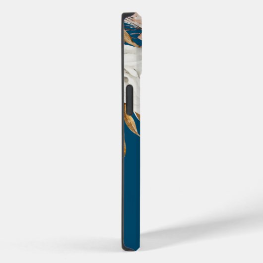 Coques Case-Mate iPhone Terracotta Florals Monogramme Nom initial Turquois (Verso / Droite)