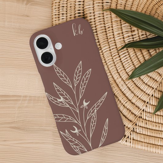 Coques Case-Mate iPhone Terracotta foncée | Monogramme botanique mystique