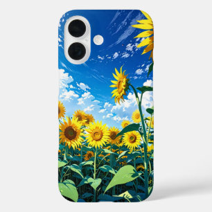 Coques iPhone 16 Terrain De Tournesol D'Anime Sans Fin