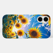 Coques Case-Mate iPhone Terrain de tournesol d'été (Verso (horizontal))