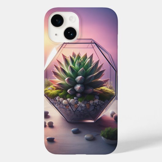 Coques Case-Mate iPhone Terrarium de Succulentes Géométrique Moderne - Min (Verso)