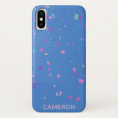 Coques Case-Mate iPhone Terrazzo Galaxy Abstrait en bleu Nom personnalisé (Dos)