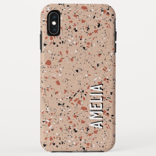 Coques Case-Mate iPhone Terrazzo rose moderne Imprimer Motif Nom personnal (Dos)