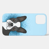 Coques Case-Mate iPhone Térrier de Boston noir et blanc, dessin animé de c (Verso (horizontal))