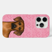 Coques Case-Mate iPhone Tête De Chien Rhodesian Ridgeback Sur Coeurs D'Amo (Verso (horizontal))