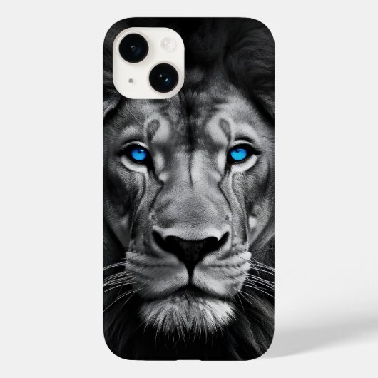 Coques Case-Mate iPhone Tête de lion gras avec yeux bleu rayonnant - iPhon (Verso)