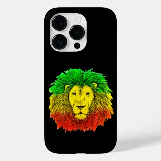 Coques Case-Mate iPhone Tête de lion Rasta rouge jaune vert dessin Jamaïqu (Verso)