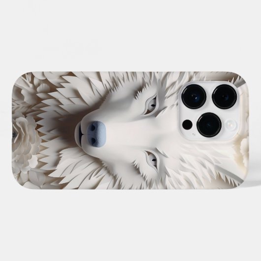 Coques Case-Mate iPhone Tête de loup blanc 3D (Verso (horizontal))