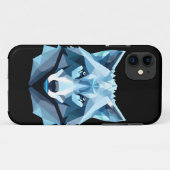 Coques Case-Mate iPhone Tête de loup géométrique bleue (Dos (Horizontal))