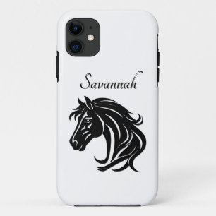 Case-Mate iPhone Case Tête de magnifique cheval noir avec nom