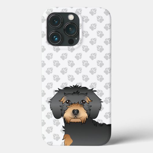 Coques Case-Mate iPhone Tête de mini Goldendoodle noir et feu dessin animé (Verso)