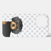 Coques Case-Mate iPhone Tête de mini Goldendoodle noir et feu dessin animé (Verso (horizontal))