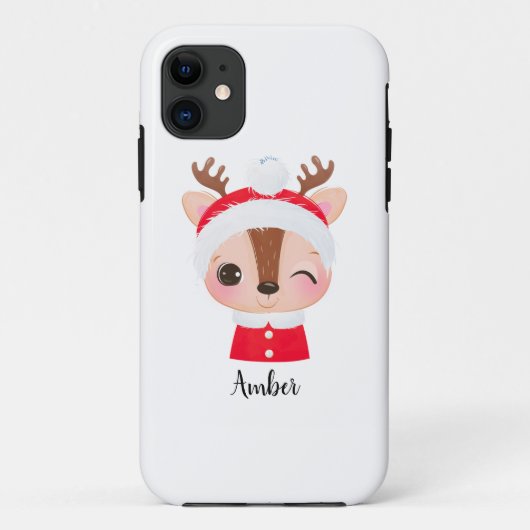 Coques Case-Mate iPhone Tête de renne de Père Noël Noël mignonne (Dos)