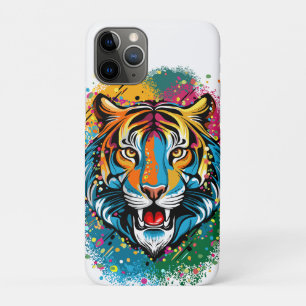 Case-Mate iPhone Case Tête de tigre couleurs arc-en-ciel peinture taches