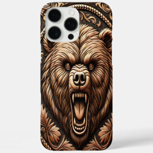 Coques iPhone 16 Pro Max Tête d'ours en cuir
