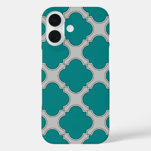 Coques iPhone 16 Tétrafolie sarcelle et gris