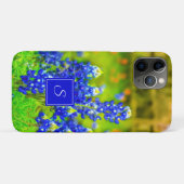 Coques Case-Mate iPhone Texas Bluebonnets Floral Monogramme Bleu et orange (Dos (Horizontal))