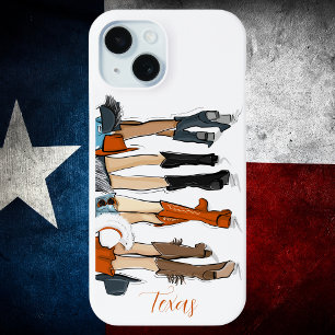 Coque Pour iPhone 15 Texas Ladies Fashion Boots Cowboy Brûlé Orange