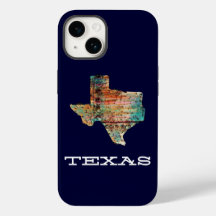 Texas Map Rustic Bois Style sur Bleu