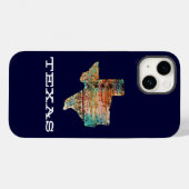 Coques Case-Mate iPhone Texas Map Rustic Bois Style sur Bleu (Verso (horizontal))