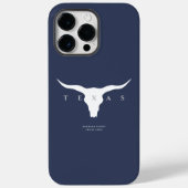 Coques Case-Mate iPhone Texas moderne Longhorn été Nom personnalisé bleu (Verso)