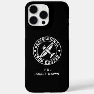 Coques iPhone 16 Pro Max Texte blanc d'avion épandeur personnalisé vintage