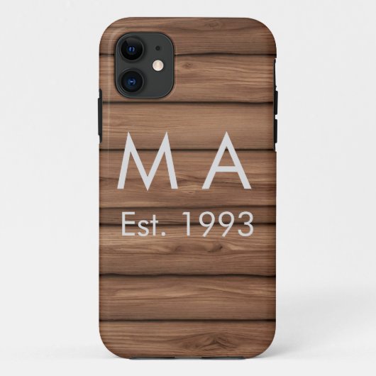 Coques Case-Mate iPhone Texte de lettre de nom année date bohème rustique (Dos)