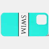 Coques Case-Mate iPhone Texte de natation rayé blanc Aqua Mint rétro lumin (Verso (horizontal))