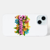 Coques Case-Mate iPhone Texte d'été avec fleurs (Verso (horizontal))