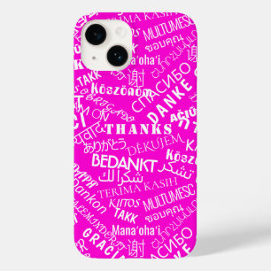 Coque Pour iPhone 14 Texte du Merci - texte multilangue - texte rose
