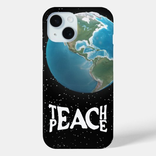 Coques Case-Mate iPhone Texte "Enseigner la paix" et planète Terre (Verso)