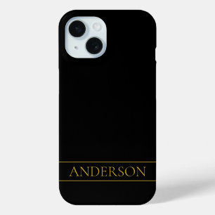 Coque Pour iPhone 15 Texte et lignes dorés élégants et personnalisables