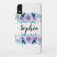 Texte floral pourpre bleu de coutume de guirlande