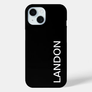 Coque Pour iPhone 15 Texte moderne en noir et blanc gras