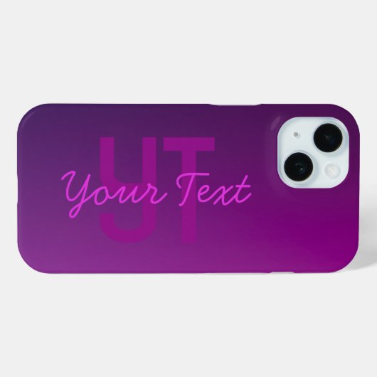 Coques Case-Mate iPhone Texte Monogrammé Moderne Éditable & Ombre Violet (Verso (horizontal))