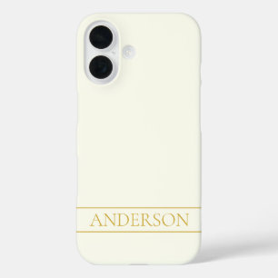 Coques iPhone 16 Texte personnalisable élégant simple Or blanc ca
