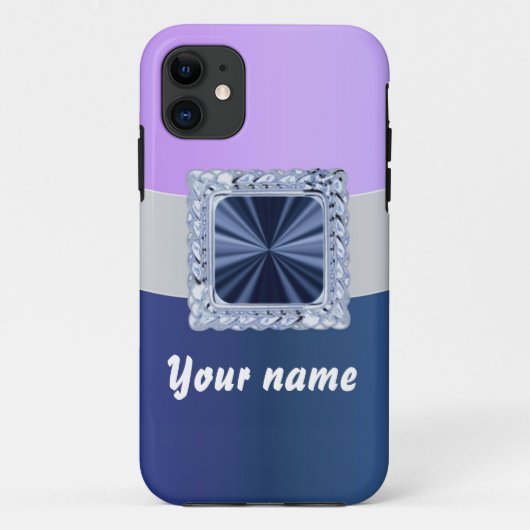 Coques Case-Mate iPhone Texte personnalisable Mauve & bleu (Dos)