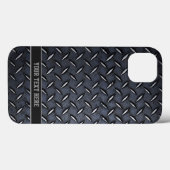 Coques Case-Mate iPhone Texte personnalisé Diamond Plate d'acier look iPho (Verso (horizontal))