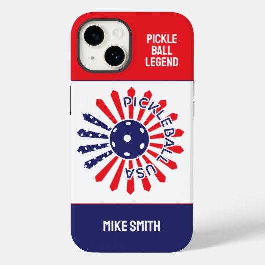 Coques Case-Mate iPhone Texte personnalisé ‼️ motif USA pickleball (Verso)