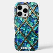 Coques Case-Mate iPhone Texture Aqua et Gold Grid (Verso)