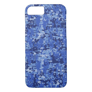 Coque Case-Mate Pour iPhone Texture bleue de décor de camouflage de pixels de