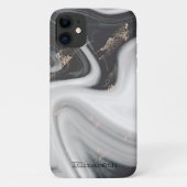Coques Case-Mate iPhone Texture cool en marbre noir blanc en pierre (Dos)