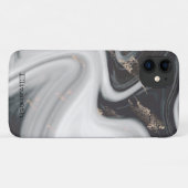 Coques Case-Mate iPhone Texture cool en marbre noir blanc en pierre (Dos (Horizontal))