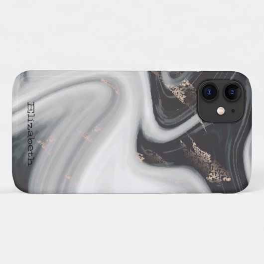 Coques Case-Mate iPhone Texture cool en marbre noir blanc en pierre (Dos (Horizontal))