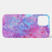 Coques Case-Mate iPhone Texture créative bleu-rose, taches de peinture. (Verso (horizontal))