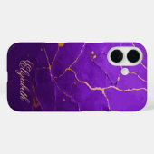 Coques Case-Mate iPhone Texture criquée violette (Verso (horizontal))