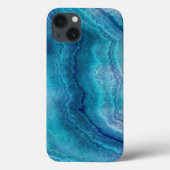 Coques Case-Mate iPhone Texture d'Agate Turquoise Bleu (Verso)
