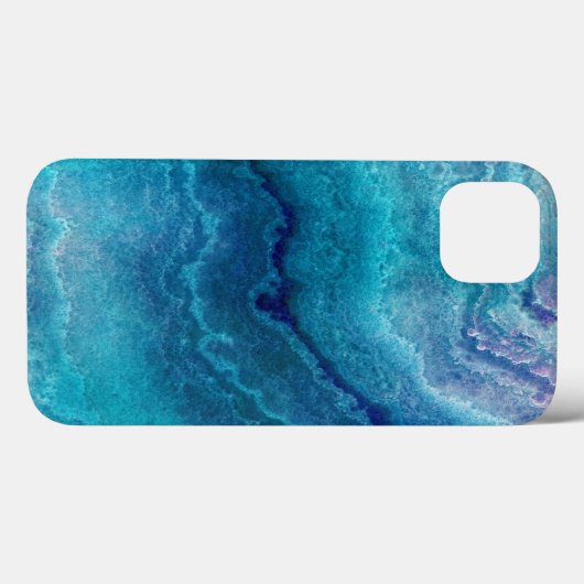 Coques Case-Mate iPhone Texture d'Agate Turquoise Bleu (Verso (horizontal))