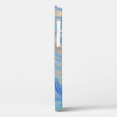 Coques Case-Mate iPhone Texture d'aquarelle liquide en or bleu (Verso / Gauche)