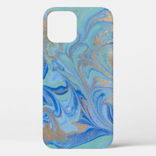 Case-Mate iPhone Case Texture d'aquarelle liquide en or bleu